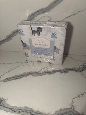 New Koala Baby Jersey Contour Fitted Crib Sheet - Blue Animal Print